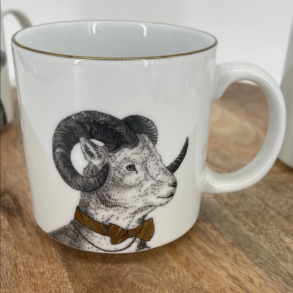 West Elm + Rachel Kozlowski Gilded Dapper Animal Print Mugs-Set of 3